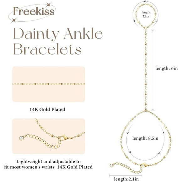 Dainty Layered Beaded Cuban Link  Waterproof Adjustable B-GD Anklet for Women - Picture 4 of 8